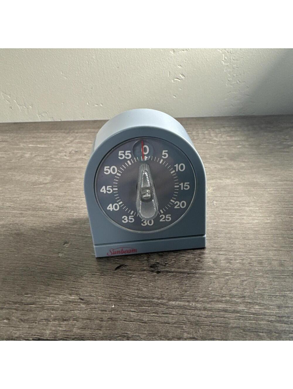 Vintage Sunbeam Blue Kitchen 60 Min Timer Clean w/ Magnifier Made In USA